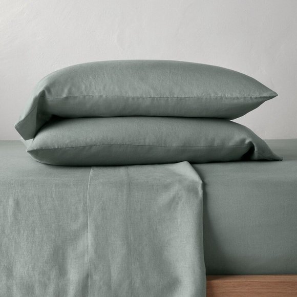 Casaluna Other - Casaluna Queen 100% Washed Hemp Solid Sheet Set Sage Green